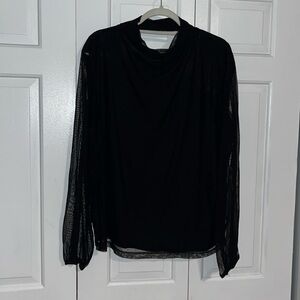 Black high neck mesh blouse